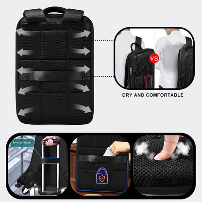 ZINZ laptop backpack 15 15.6 16 inch, Expandable computer backpack with multiple pockets, Anti-theft travel daypack for men and women, Black JP