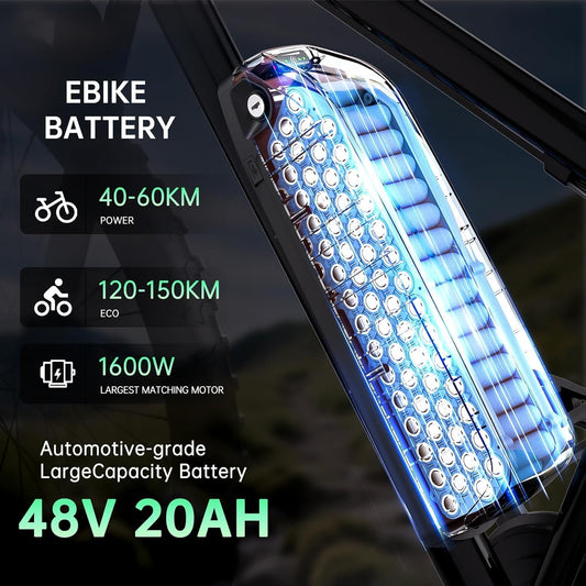 48 Volt 20Ah Ebike Battery - 48V lithium-ion battery for 1500W 1200W 1000W Ba-fang and other Ebike conversion wheel kit front hub motors.