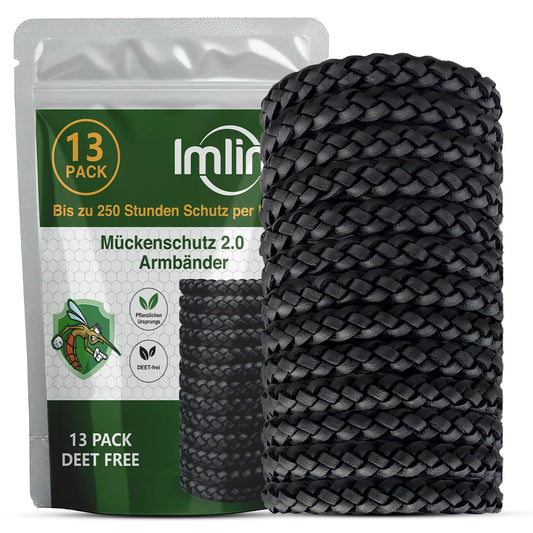 Mosquito repellent bracelet (13 leather pieces) Anti-mosquito bracelet for camping - DEET-free protection against mosquitoes for adults.