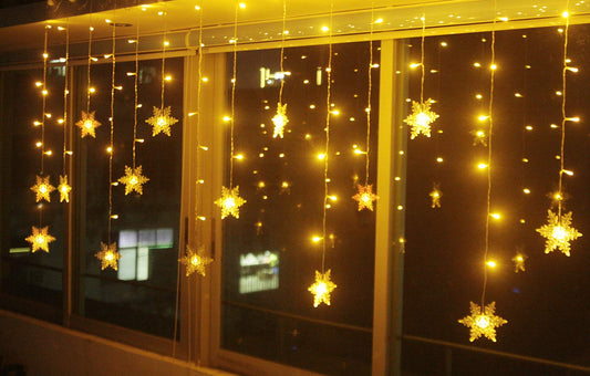 LED string lights, snowflake window, indoor Christmas lights warm white for Christmas birthday party wedding, 94 LEDs light curtain outdoor IP44 31V low voltage 8 modes 3.6M x 1M.