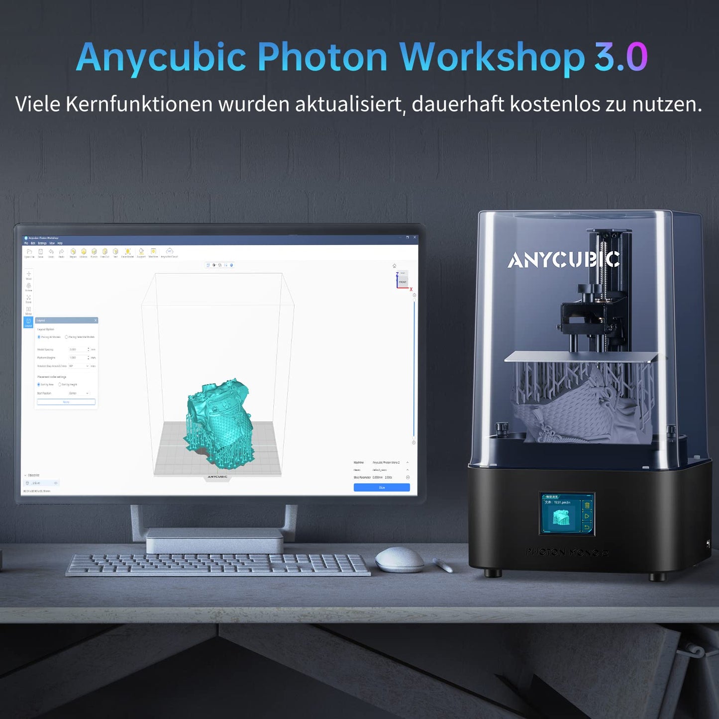 ANYCUBIC Photon Mono 2 Resin 3D Printer, Resin 3D Printer with Ultra 4K 6.6 inch Monochrome LCD Screen, Free Slicing Software, Print Size 143x89x165mm