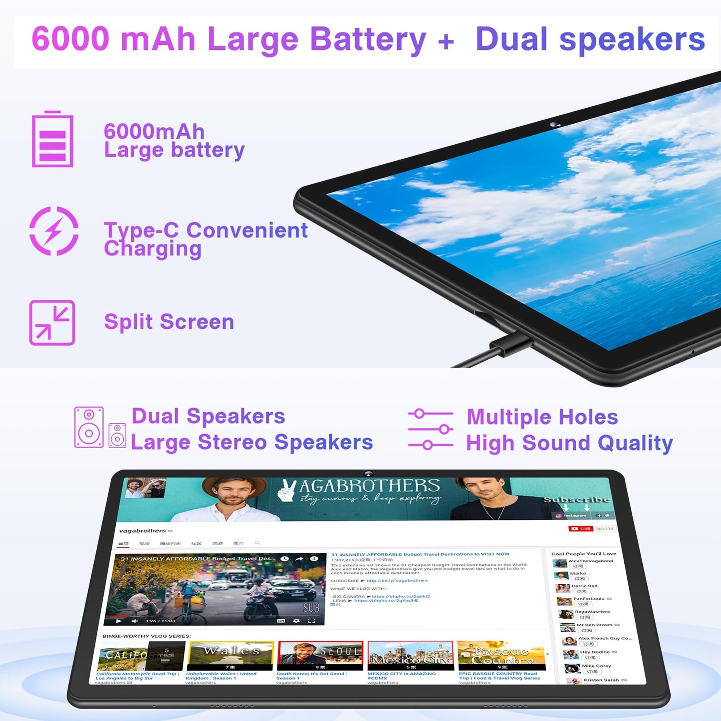 ZIOVO 2025 Latest 10-inch Android Tablet, 20GB RAM+128GB ROM (TF 1TB), 5G WiFi 6, Octa-Core, Widevine L1, 6000mAh, BT 5.0, GMS Certified Tablet with Eva Case - Pink