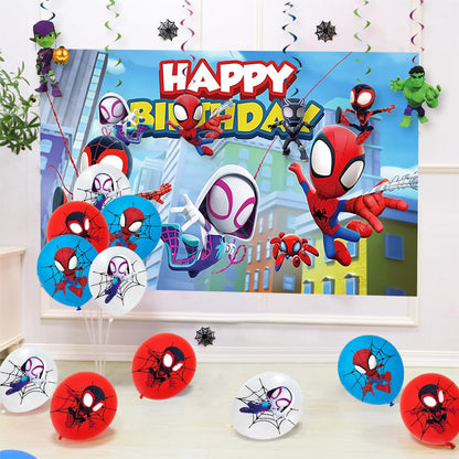 Birthday decoration Spider, decoration birthday kids, Spider superhero birthday set boys, balloon set with tablecloth and backdrop, birthday decorations for themed parties.