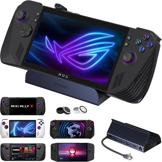 iVANKY 8-in-1 ROG Ally X Dock with HDMI 2.1 4K@144Hz, 1Gbps Ethernet, 3*USB-A 3.0, 100W USB-C charging, Docking Station compatible with ASUS ROG Alloy X/Lenovo Legion go/Valve Steam Deck OLED/MSI Claw