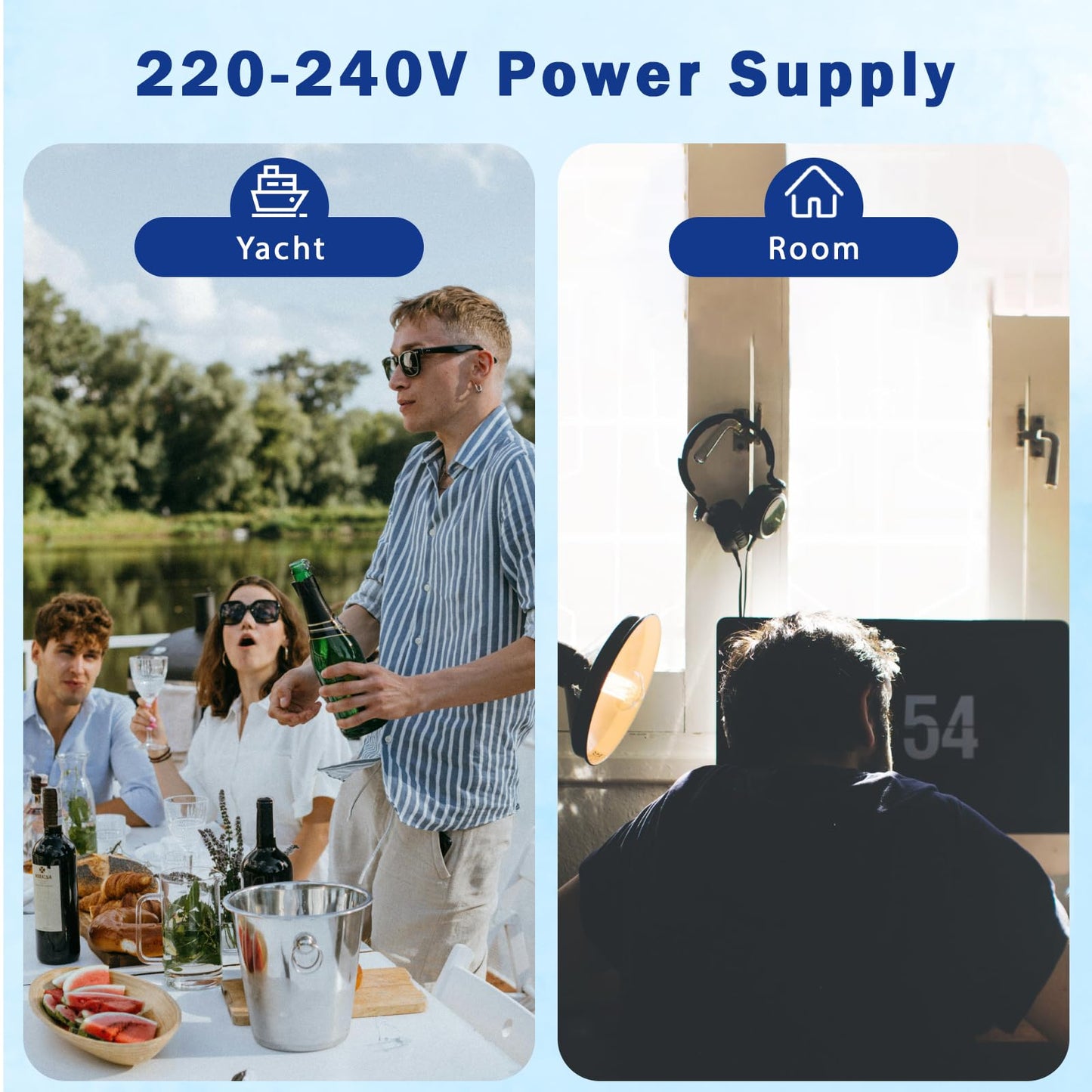 Smad Camping Fridge 12v 230v, 51L, Quiet RV Fridge, Absorber Fridge 12v for Room, Hotel, Bedroom, Camping, Travel, 12v 230v Fridge with Lock, Reversible Door, Black