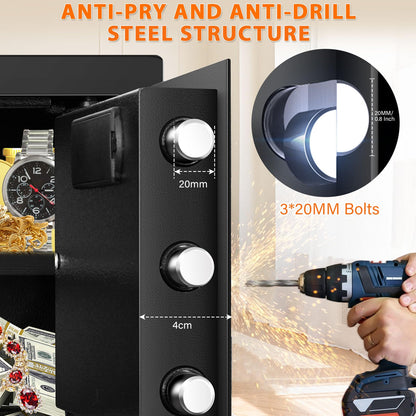 57L Large Touch Screen Safe, Fireproof Waterproof, with Combination Lock and Silent Mode, for Cash Valuables Documents
