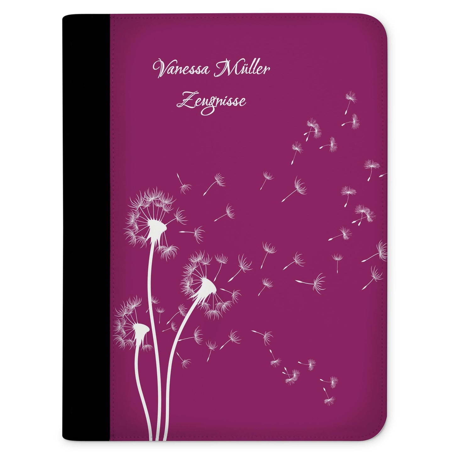 CreaDesign customizes A4 certificate folder for kids 26.7x32.7x1 cm, display book with 10 clear pockets, expandable up to 20 pockets, blackberry dandelion design, document holder for students