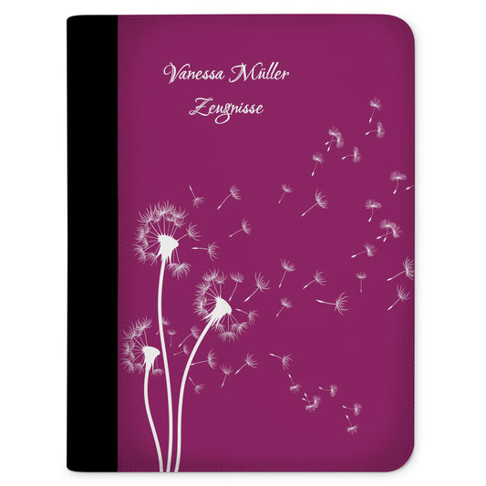 CreaDesign customizes A4 certificate folder for kids 26.7x32.7x1 cm, display book with 10 clear pockets, expandable up to 20 pockets, blackberry dandelion design, document holder for students