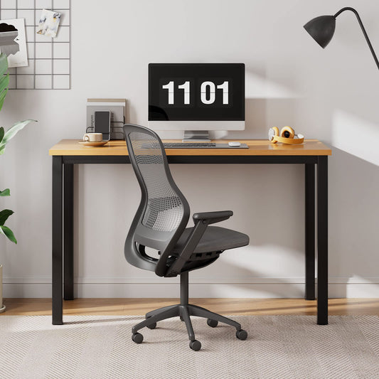 Need computer desk 100x60 cm, PC desk, office desk, work desk, dining table for home office, teak & black AC3BB-100.
