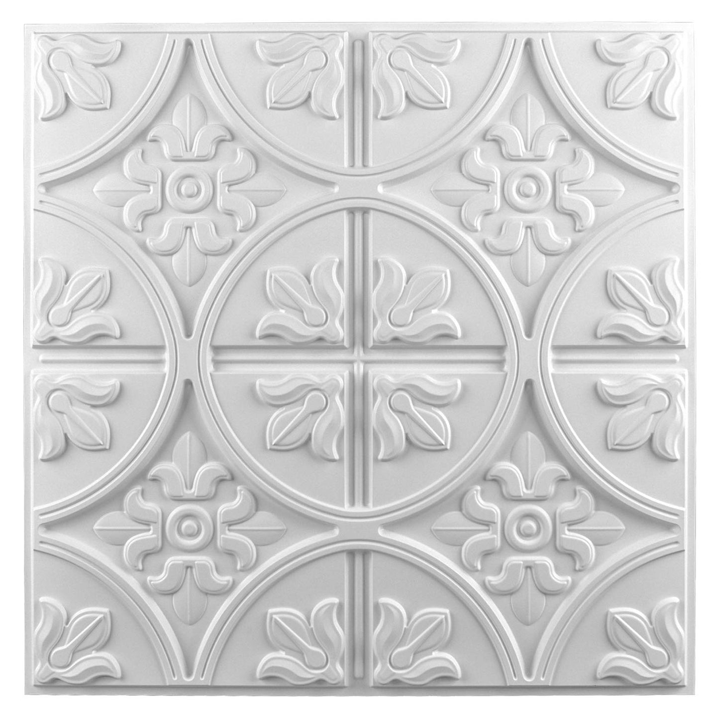 Art3d 12 pieces, 4.5 sq.ft Ceiling Tiles, 3D Wall Panels, 61 x 61 cm, Self-Adhesive, Classic Style, White.