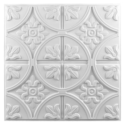 Art3d 12 pieces, 4.5 sq.ft Ceiling Tiles, 3D Wall Panels, 61 x 61 cm, Self-Adhesive, Classic Style, White.