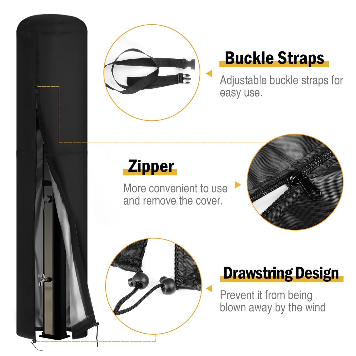 Fenghome cover for solar shower, waterproof and windproof garden shower cover for outdoor 420D shower with UV coating - Black (220x67cm)