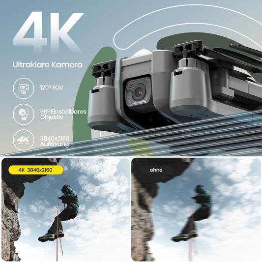Holy Stone HS440D GPS drone with 4K camera for beginners, 1 battery for 20 min flight time, Follow Me, Auto Return, 5G FPV transmission, RC foldable drone set under 249g professional for adults.