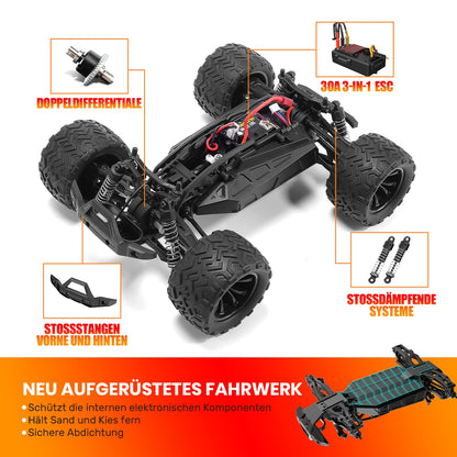 DEERC 1:14 Scale Remote Control Car, 4WD RC Car 40km/h with LED lights, 2 batteries for 40 minutes of runtime, 2.4GHz remote control racing toy for adults and kids (9000E).