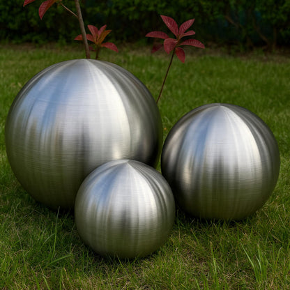Köhko 3-piece stainless steel ball set-08 Ø 18-24-28 cm Decorative ball in brushed-matte stainless steel.