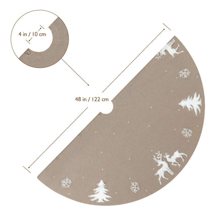 LOMOHOO Christmas Tree Skirt 48 inches knitted 3D Elk Christmas Tree Skirt, Rustic red tree skirt for Christmas decoration, for indoor and outdoor use (Beige, 48 inches)