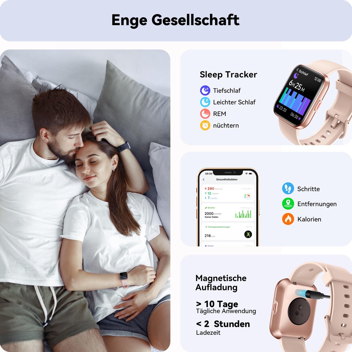ENOMIR smartwatch for women with phone function, pedometer watch for women with large color display, built-in Alexa, heart rate monitor, sleep tracker, pedometer, activity tracker compatible with Android/iOS.