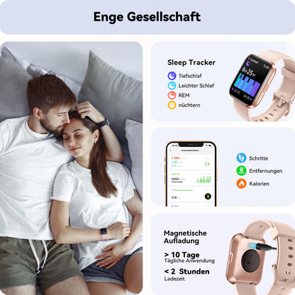 ENOMIR smartwatch for women with phone function, pedometer watch for women with large color display, built-in Alexa, heart rate monitor, sleep tracker, pedometer, activity tracker compatible with Android/iOS.