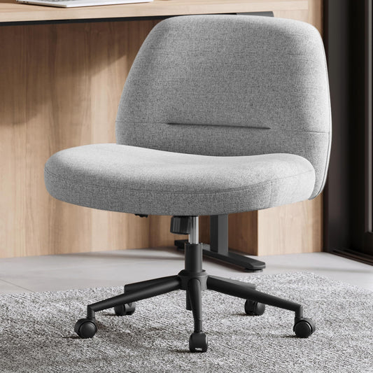 SONGMICS HOME Sewing Chair, Vanity Chair, Swivel Chair without Armrests, Office Chair, wide seat, modern design, with base, adjustable height, rocking function, Dove Gray OBG047G01