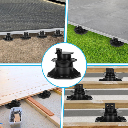 Jiubiaz 10 x Adjustable Pedestal Supports Height Adjustable 18-140 mm for Terrace Substructure Wood WPC, Size: 30-60 mm
