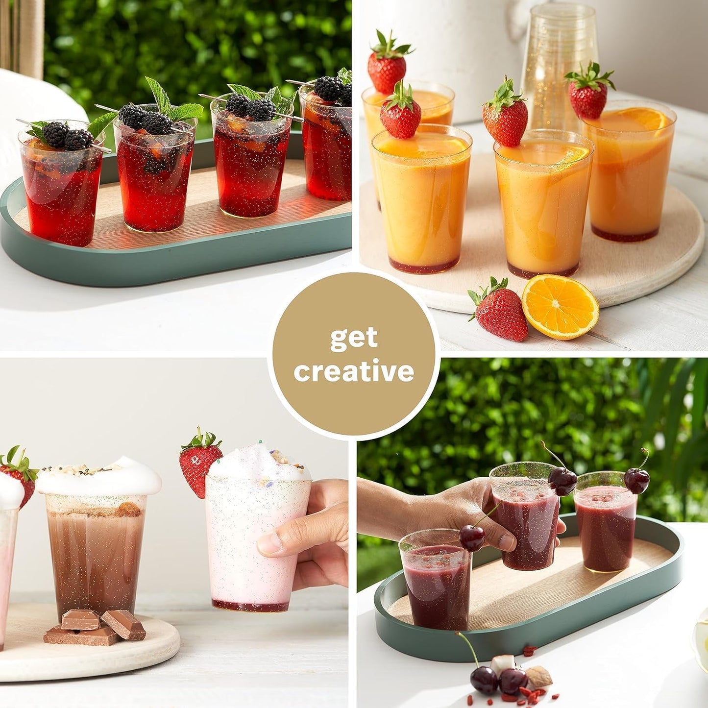 MATANA 100 Premium Plastic Cups, Party Cups, Drinking Cups (285ml / 10oz) - Hard Plastic Cups, Plastic Cups, Reusable Cups, Cocktail Glasses, Plastic Glasses for Weddings & Parties