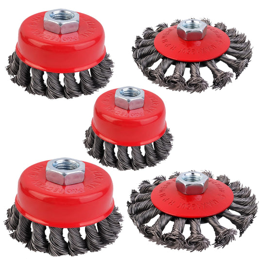 5 pieces Angle Grinder Wire Brush, 75/100/125mm Stainless Steel Wire Brush Flex, M14 Wire Brush Angle Grinder for Cleaning and Grinding