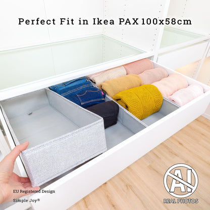 SIMPLE JOY® PAX100 FileFolding Box for IKEA Pax wardrobe; THE ORIGINAL; precise fit; sturdy bottom; drawer organizing system, set of 4