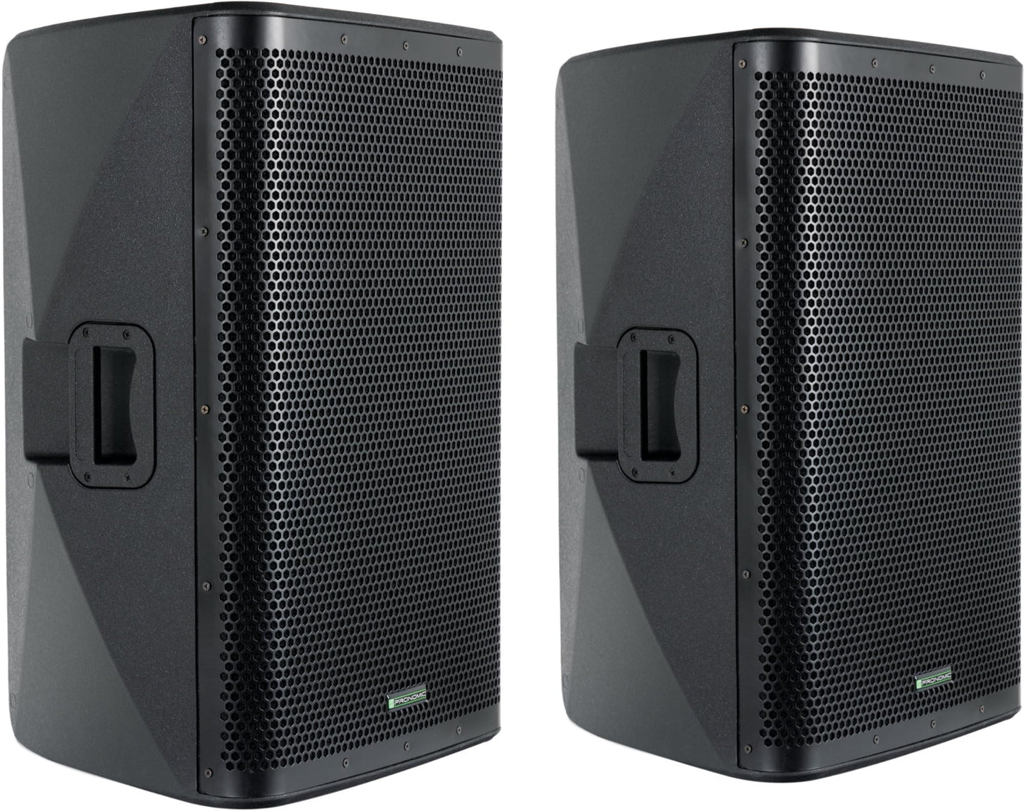 Pronomic C-215 MA Stereo Set - Two active 2-way speakers - Power: 2000 watts - 15" woofer + 1.75" tweeter - Bluetooth receiver and DSP presets - Plastic housing with monitor tilt angle.