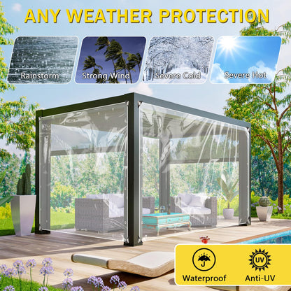 Transparent tarpaulin with eyelets 420g/m² 3x3m, tarpaulin tent tarpaulin waterproof with rope and cable ties, PVC material weatherproof tarpaulin for rain protection for plants greenhouse patio furniture.