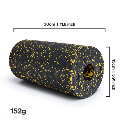 BLACKROLL® STANDARD foam roller (30 x 15 cm), fitness roller for self-massage of back and legs, effective massager for functional training, medium hardness, Made in Germany, Black/Yellow