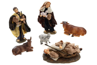 Unknown nativity scene set 13 pieces with clothes, Holy Family, Three Wise Men, Angel & Shepherds H.: 17cm Nativity scene figures Nativity accessories Christmas decoration