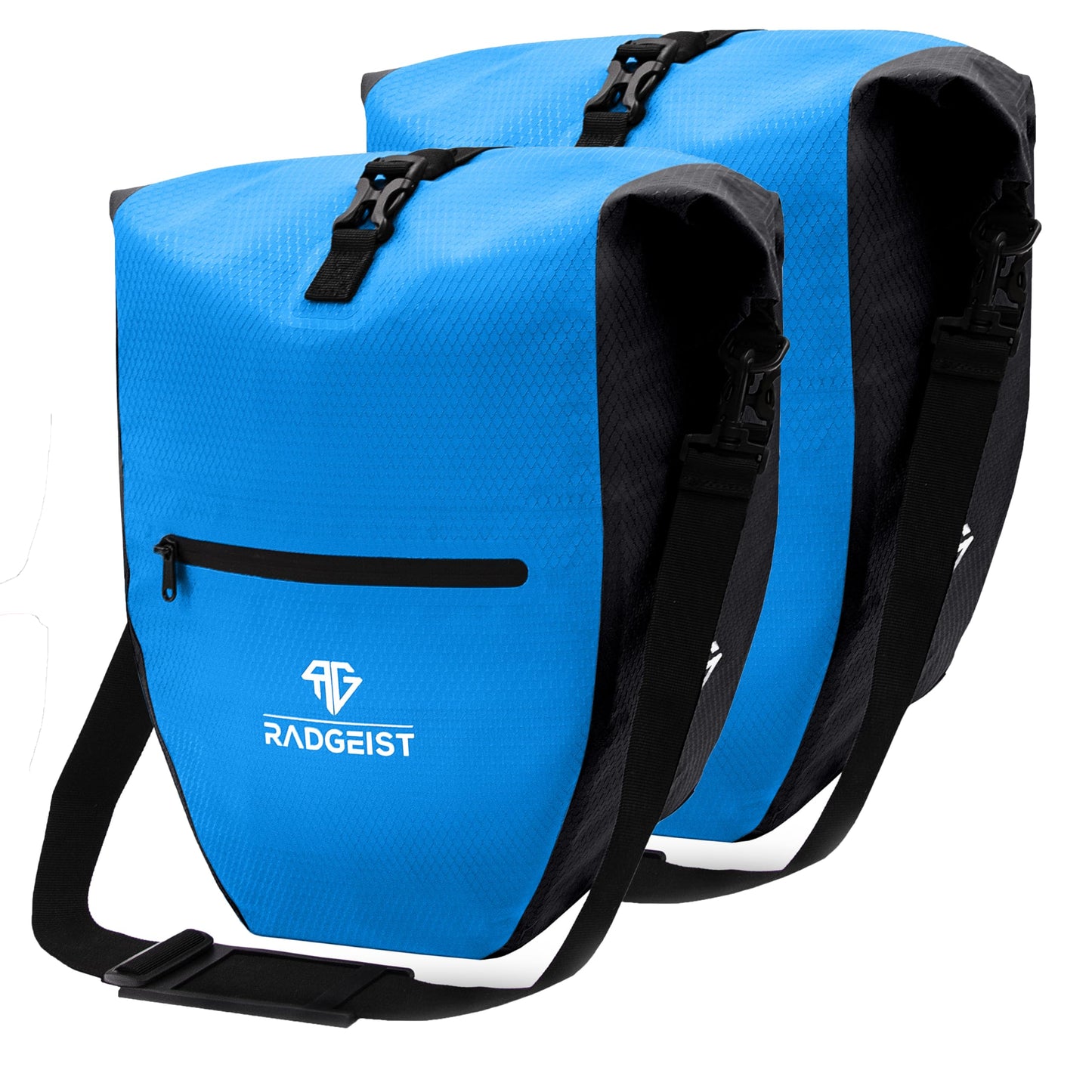 RADGEIST bike bag for luggage carrier - bag for bike luggage carrier - luggage carrier bag waterproof shoulder bag (Blue 28L, set of 2)