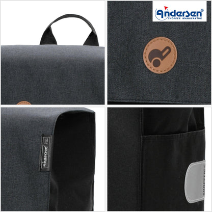 Andersen shopping trolley replacement bag - 47 liters - side pocket - extra inner compartment - water repellent - reflectors - foldable - Hera black