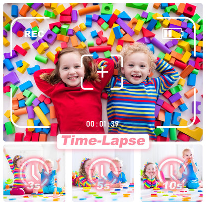 Children's camera, digital camera, instant print camera, 1080P, 2.4-inch screen, video camera, black and white film camera with 32GB card, 3 rolls of printing paper, 5 colored brush pens. A gift for children aged 3-12 years.