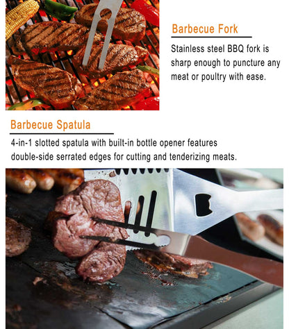 Grilljoy 20PCS BBQ Tool Set, High Performance Stainless Steel Grill Accessories in an Aluminum Case, Complete Outdoor Grill Kit, Perfect BBQ Set - Gift for Men and Women