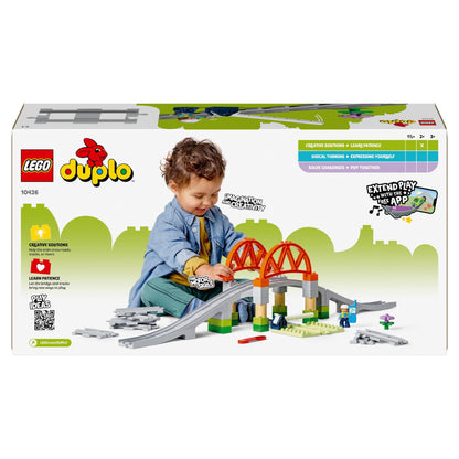 LEGO DUPLO Train Bridge and Tracks Expansion Set - Educational toy for toddlers - includes 8 track pieces, bridge, gate & action brick - Gift for boys & girls aged 2+ - 10426