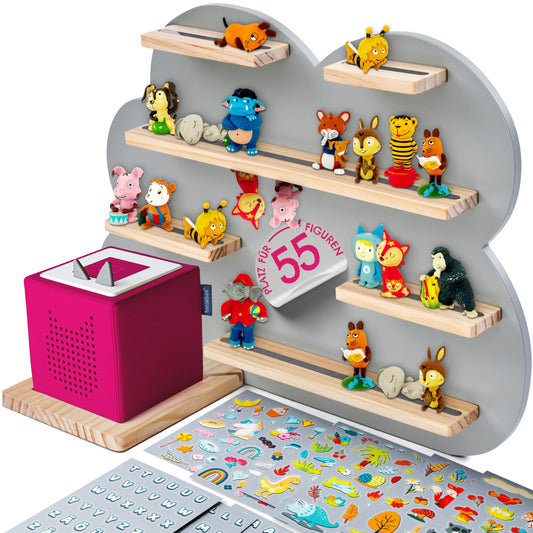 Milula Studios Tonie Shelf Cloud Large for 55 Tonies, for Toniebox & Tonie Audio Figures, Girls & Boys, Storage, Figures, Tonie Shelf