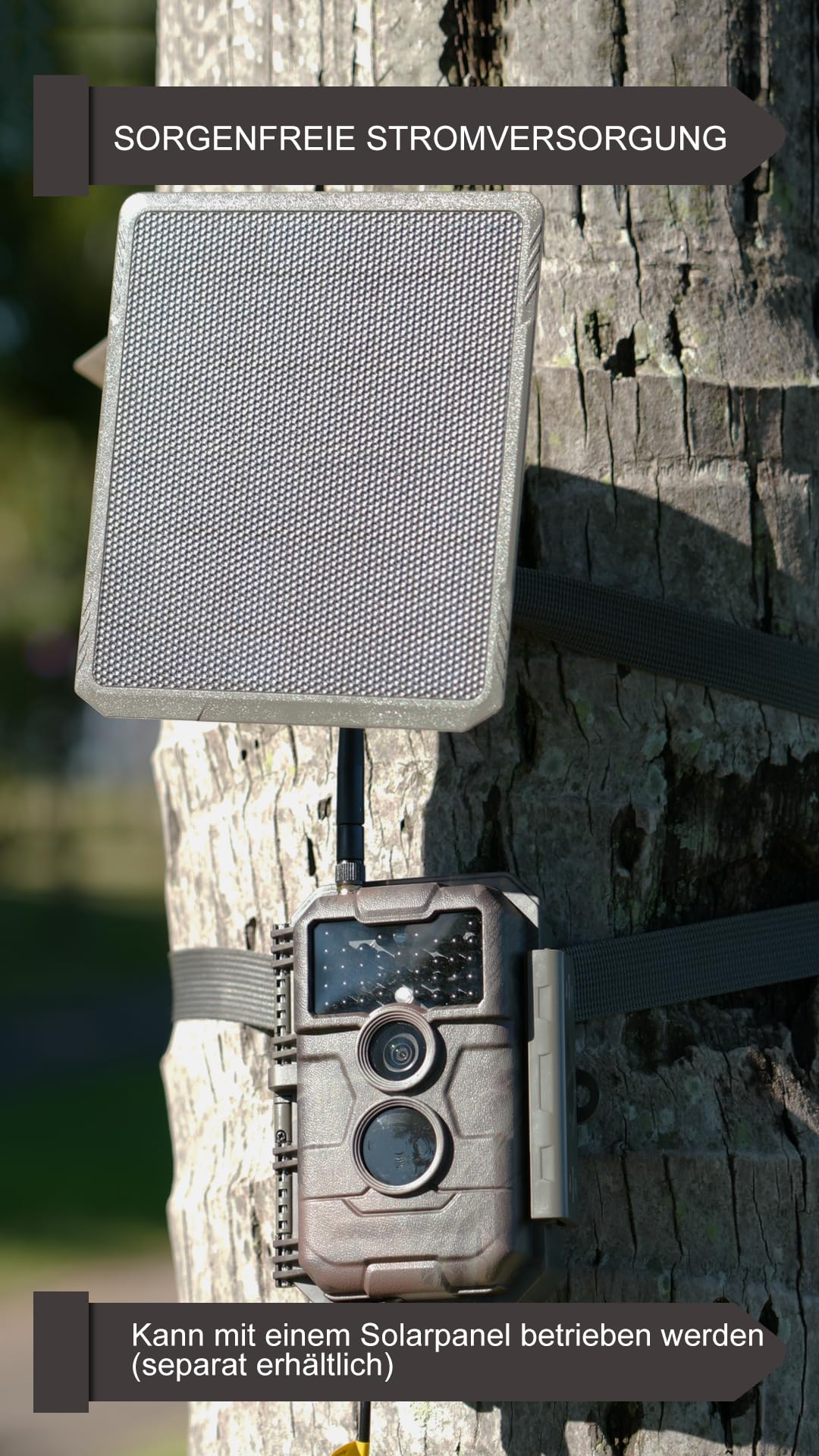 GardePro E6P trail camera with WiFi, rechargeable 8000mAh battery, 64MP 1296P resolution, motion sensor night vision, mobile transmission.