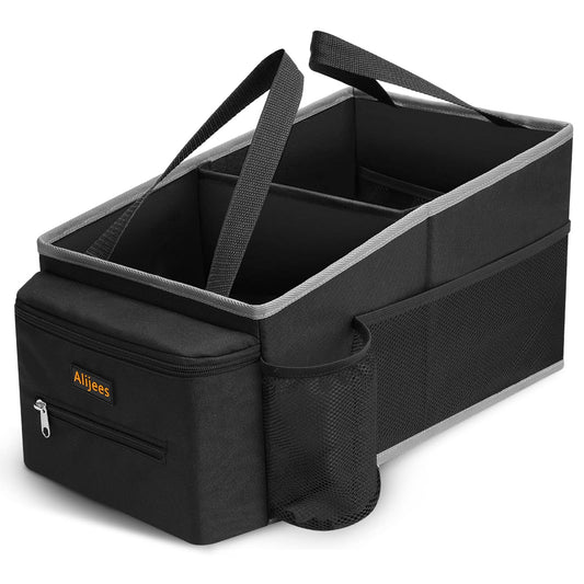Alijees Car Organizer - Foldable storage boxes for the back seat or trunk. Storage box for diapers, toys, etc. next to the child's car seat.