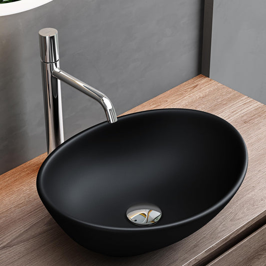 Mai & Mai countertop sink basin ceramic washbowl with nano-sealing in Matte Black Brussels205