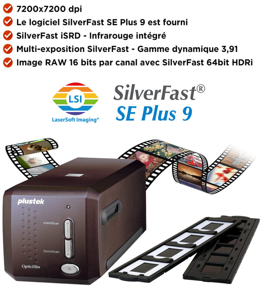 Plustek OpticFilm 8300i SE - Digital film and slide scanner, converts 35mm negatives and slides, includes SilverFast SE Plus 9.