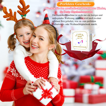 Tmiyas Karaoke Machine with 2 Wireless Microphones, Portable Bluetooth Karaoke Speaker with LED Lights for Home Party, Gift for Birthday, Christmas, Toys for Girls and Boys.