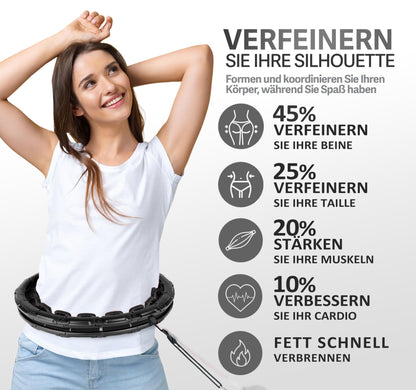 Hula Hoop for Adults Weight Loss and Massage, 24-section hula hoop for slimming and training hips, legs, and buttocks, hoop that never falls down, Hula Hoop with weighted ball including bag.