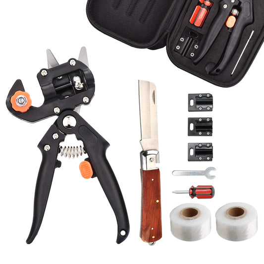 Yolando Fruit Tree Grafting Shears, 2-in-1 Professional Garden Fruit Tree Grafting Shear Ratchet Shear Set, Single-handed Grafting Cutting Tool for Flowers Tree Plant Branches, Garden Grafting Tool