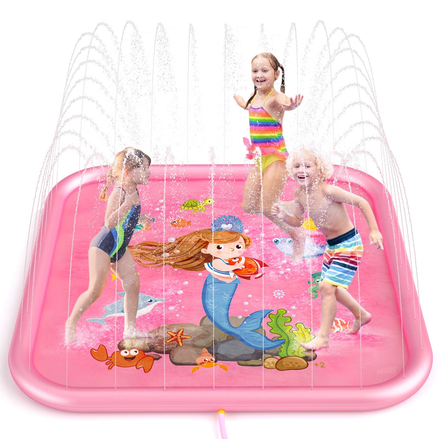 Peradix Splash Pad, 170CM sprinkler water play mat anti-slip splash play mat summer outdoor garden kids toy sprinkler pool for baby party 3-12 boys and girls