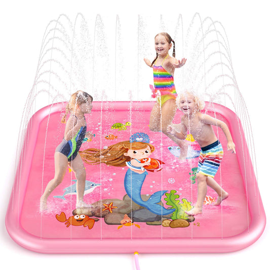 Peradix Splash Pad, 170CM sprinkler water play mat anti-slip splash play mat summer outdoor garden kids toy sprinkler pool for baby party 3-12 boys and girls
