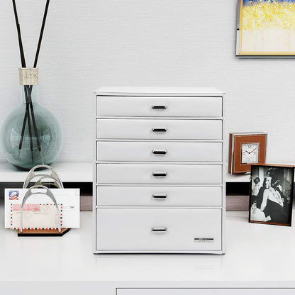 Yorbay jewelry box with 6 drawers in white, Seelux series jewelry box for necklaces, watches, rings, bracelets, earrings (Reusable)