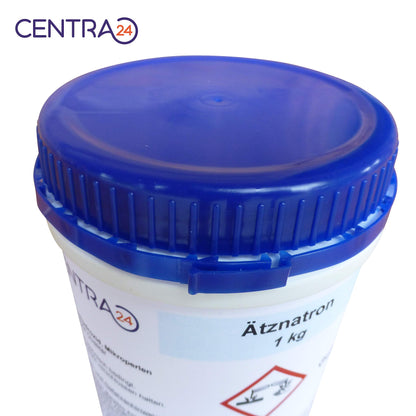 Centra24 Sodium hydroxide, beads, 1 KG in can, caustic soda, lye beads, stripping, lye, soap, cleaner, caustic soda, NaOH, soap sodium, industry, laboratory, pipe cleaner