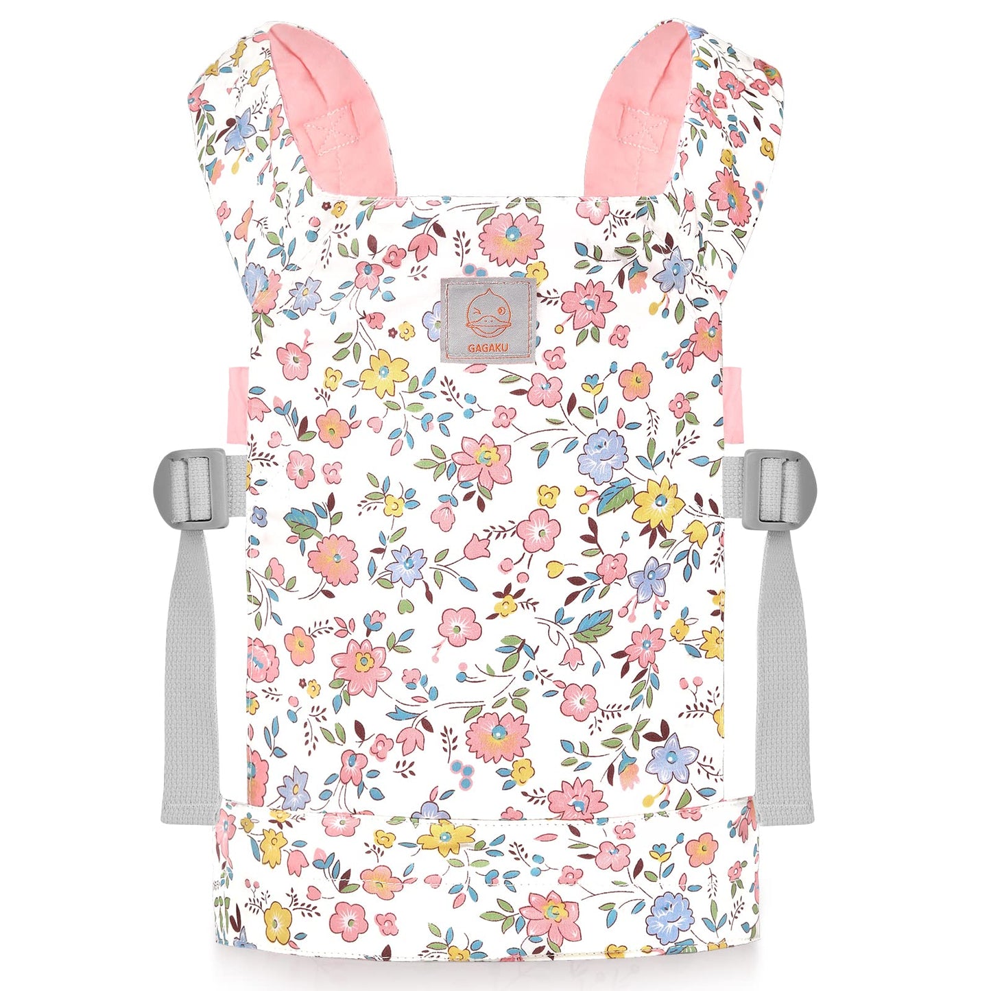 GAGAKU doll carrier for kids, doll front carrier, doll backpack, doll accessory with adjustable straps - Pink - Flower
