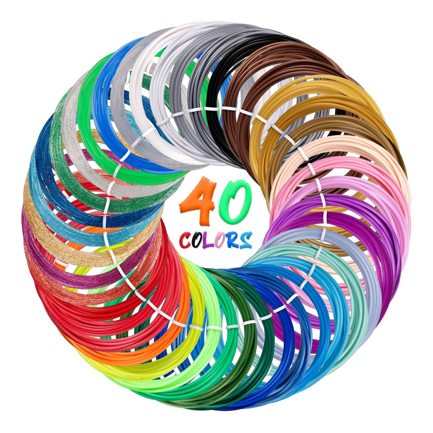 Kretrum 40 Colors 3D Pen Filament PLA 1.75mm 3D Printing Pen Filament Refills Compatible with MYNT3D SCRIB3D 3D Pen NOT Fit Filapen any color 3M Total 394 Feet